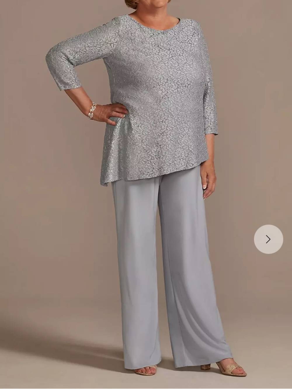 Oleg Cassini Lace Asymmetrical Tunic 2pc Pantsuit 6 NWT